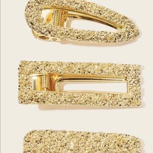 Gold Textured Hair Clip 3pc